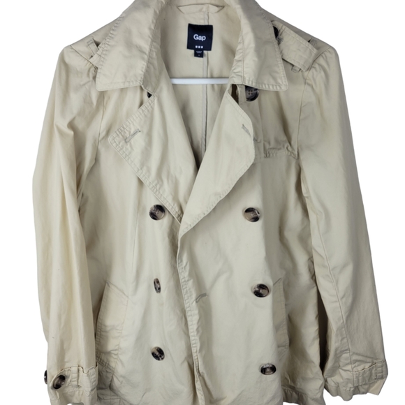 GAP Jackets & Blazers - Gap Women's Cropped Trench Coat Size S Ivory Double Breasted